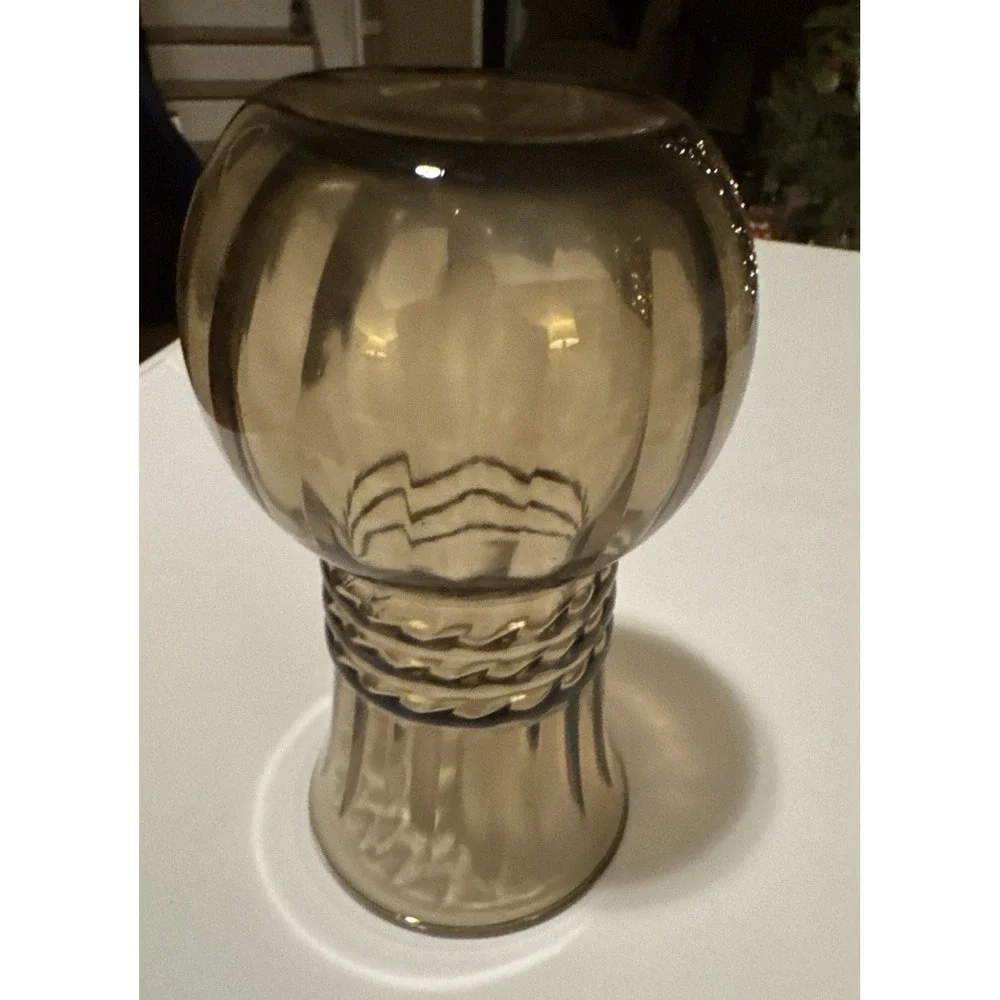 Indiana Glass Smoky Glass Optic Swirl Rope Twist Vase‎ 6.5